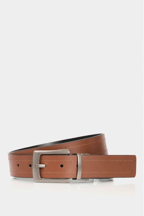 Cinturón doble faz kafka de cuero para hombre hebilla reversible