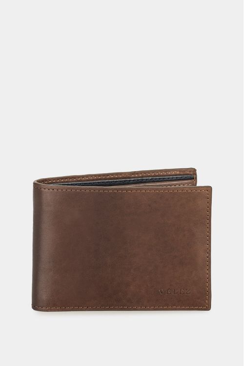 Billetera zafiro de cuero para hombre contraste interno