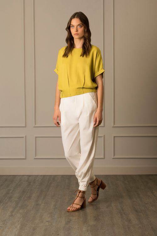 Pantalón baggy trébol para mujer tiro alto