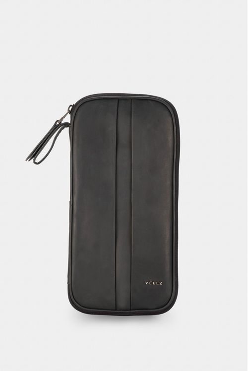 Porta pasaporte de cuero para hombre ibis Negro