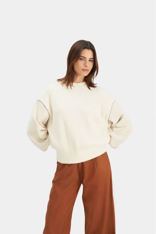 Sweater Sahara en tejido rectilíneo para mujer fit oversized