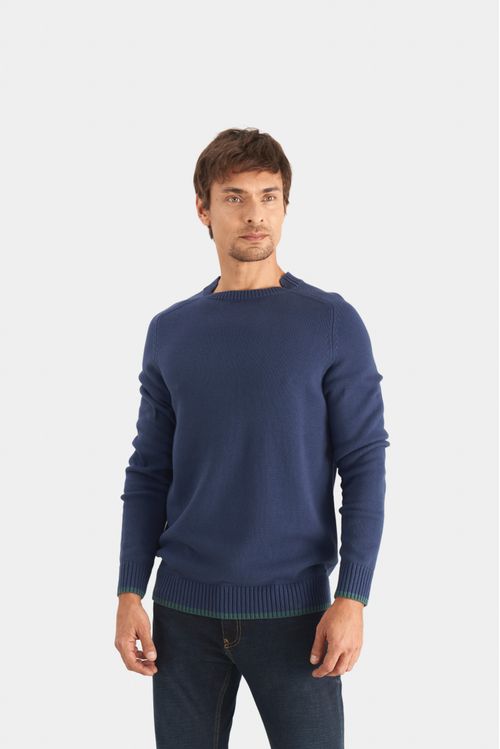 Sweater tejido corvus de algodón para hombre detalles en contraste
