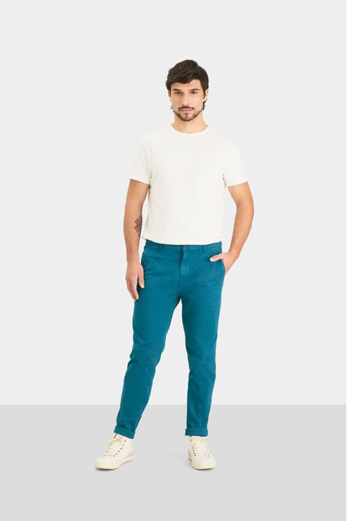 Pantalón ítalo para hombre en popelina liviana de algodón
