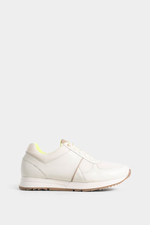 Tenis deportivos tropical de cuero para mujer suela de color