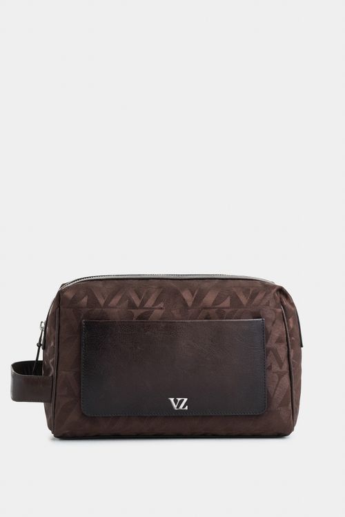Organizador de viaje garda en textil jacquard para hombre detalles cuero