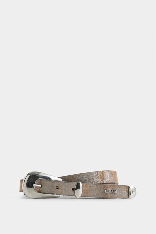 Cinturón unifaz mallorca de cuero tipo folia para mujer puntera metálica