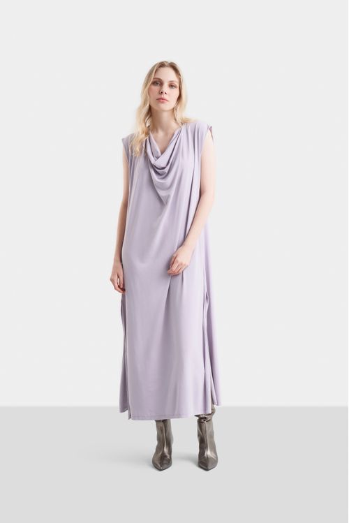 Vestido midi iris en tejido de punto para mujer efecto drapeado