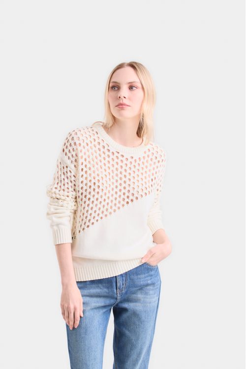 Sweater caltha tejido para mujer cortes malla con millaré