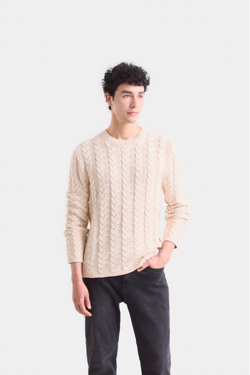 Sweater capri tejido en algodón para hombre textura trenzada
