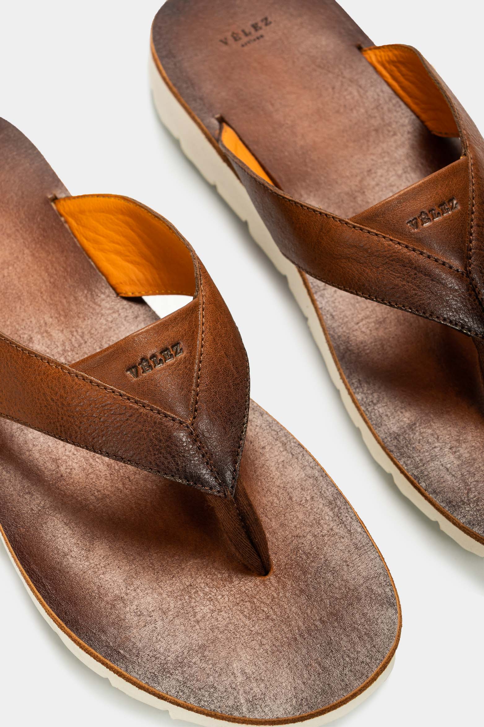Sandalia romero de cuero para hombre contrastes de color Miel V lez