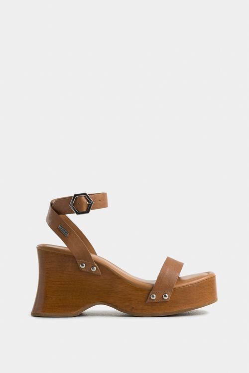Sandalia plataforma lucero de cuero para mujer ajuste tobillo