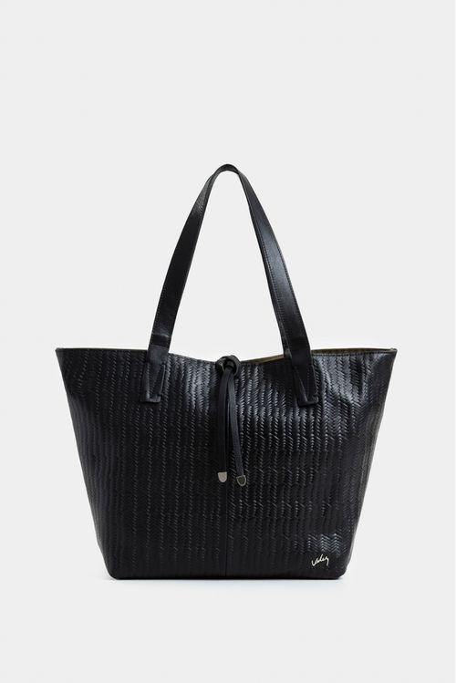 Shopping luca doble faz de cuero para mujer contraste