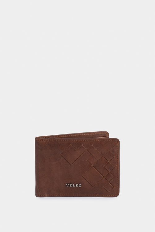 Billetera Lyra de cuero para hombre detalle tejido