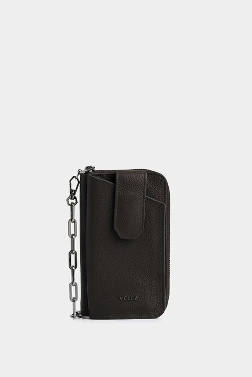 Porta chequera Ibiza de cuero para mujer cadena removible
