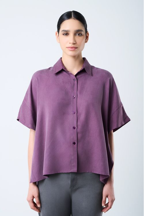 Camisa Perseus manga corta para mujer silueta cuadrada