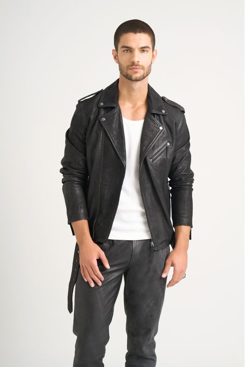 Chaqueta Alcor 2.0 de cuero para hombre silueta Biker