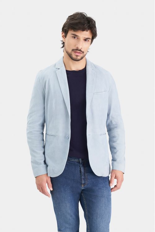 Blazer niger de gamuza para hombre fit semi ajustado