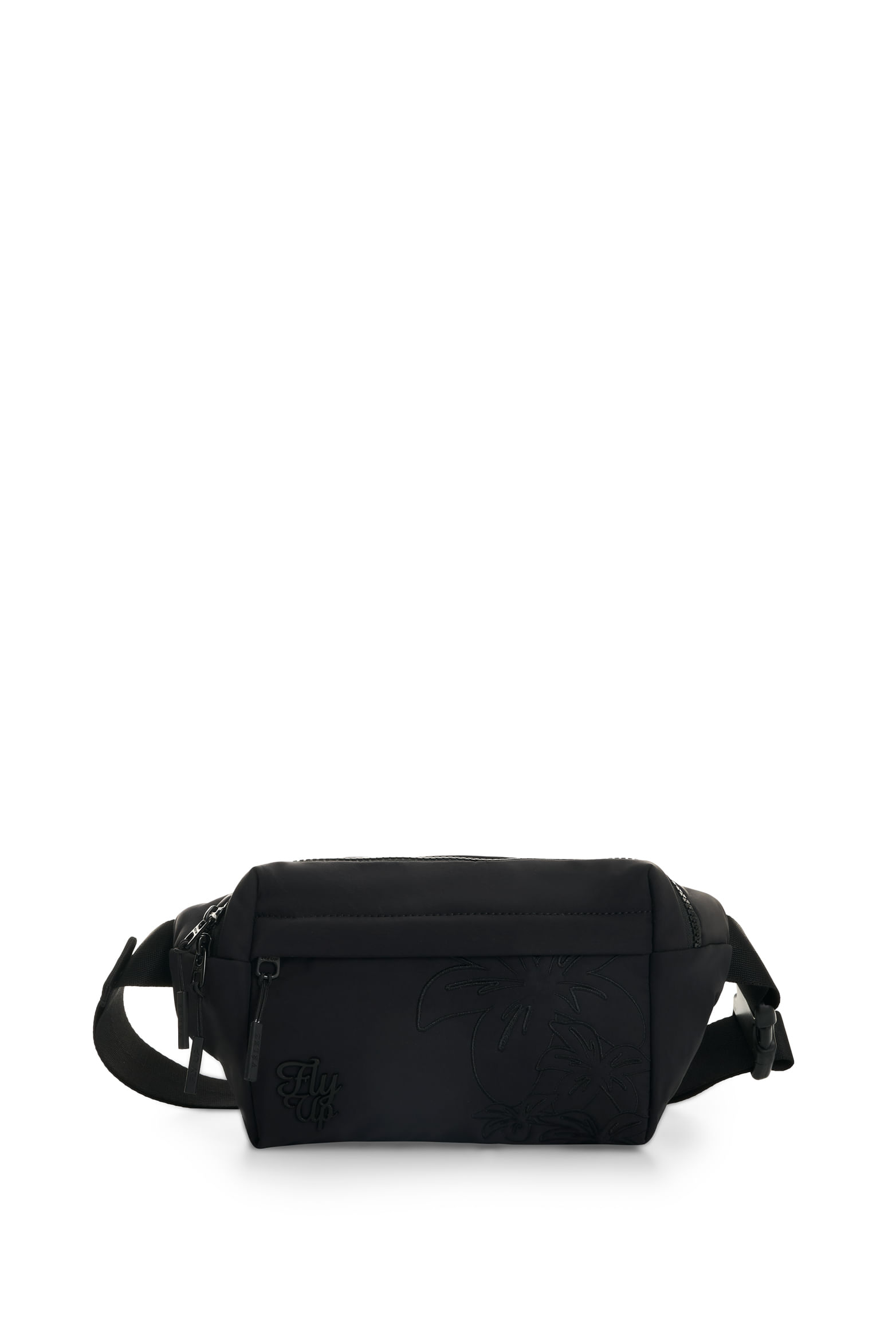 Riñonera en lona para mujer Wave floral Negro-1