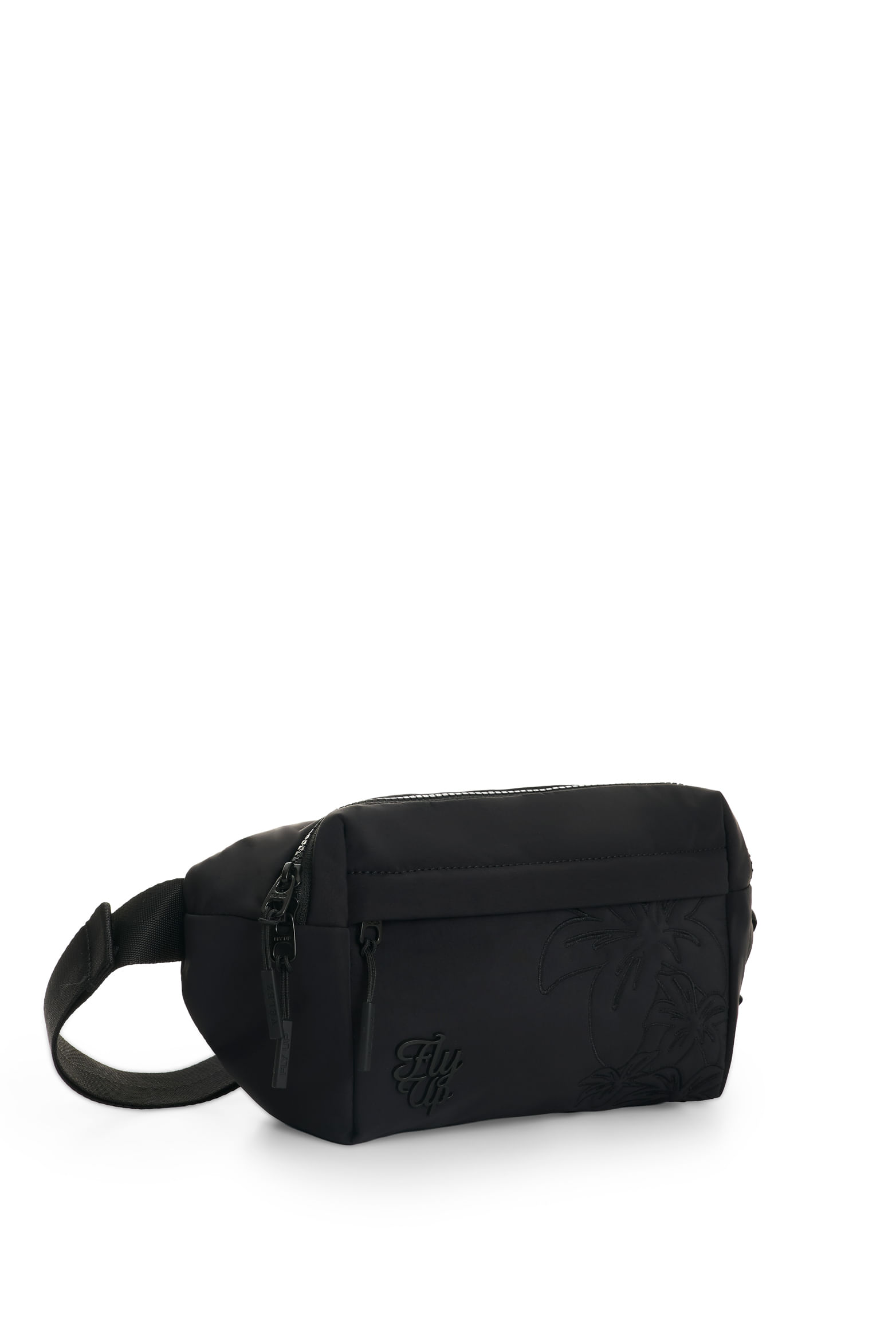 Riñonera en lona para mujer Wave floral Negro-1