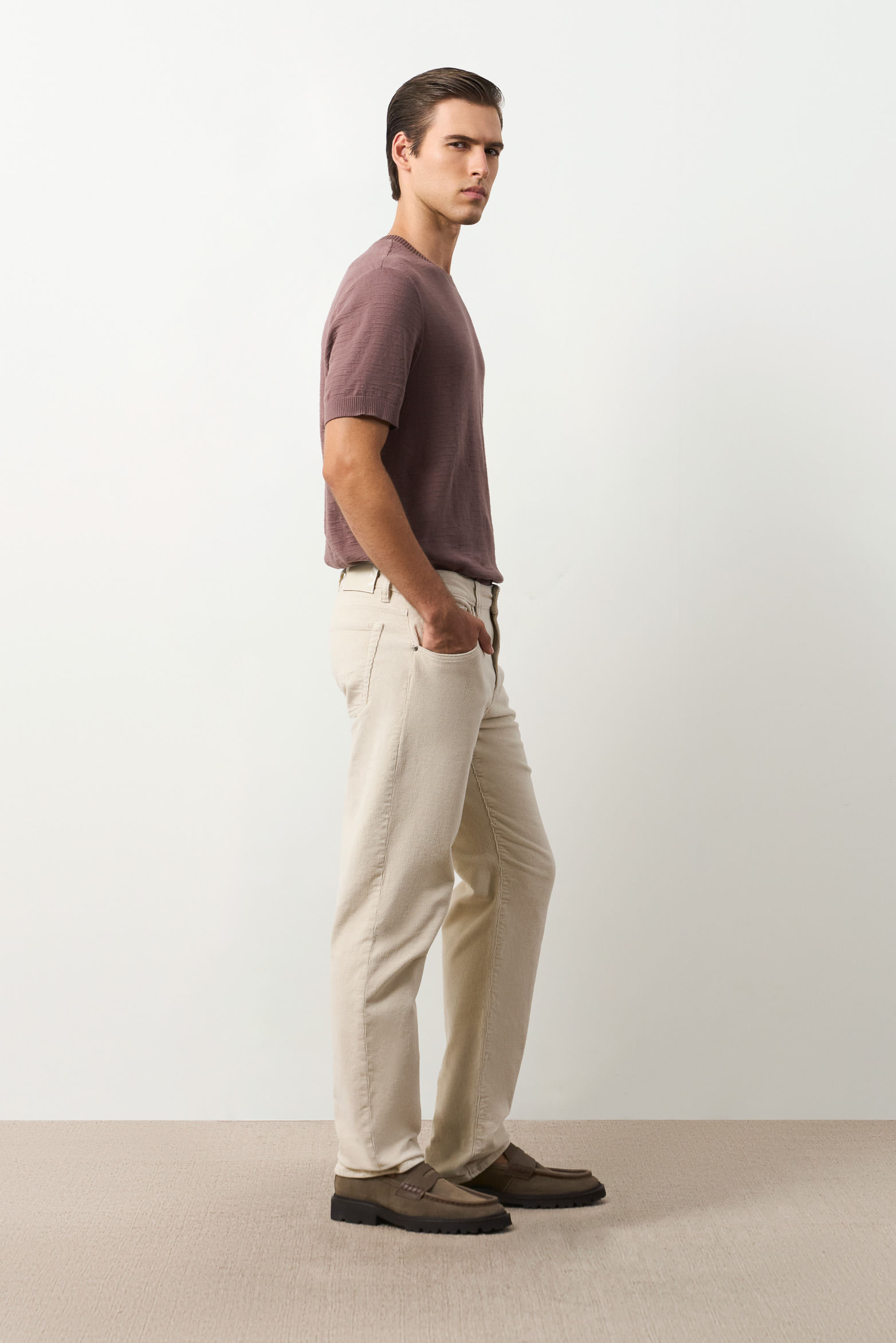 Jeans fit regular para hombre Dakar Crema 34-1